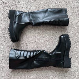 Nasty Gal Women's Trendy Platform Moto Boot Black NEW (Size 6)